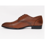 Pantofi Derby bărbați maro cognac din piele naturală cu perforații Lucas Shoes 702CON